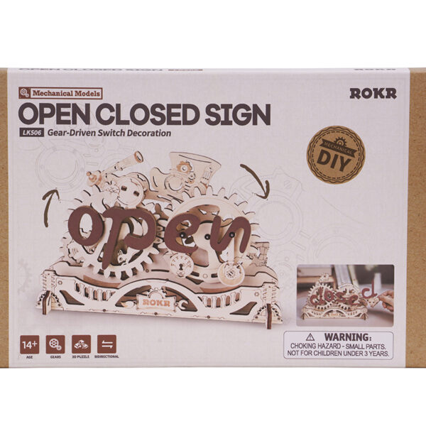 Robotime, 3D DIY Houten Bouwpakket Open Closed Sign,  LK506, 23x1,5x15,5cm - Afbeelding 5