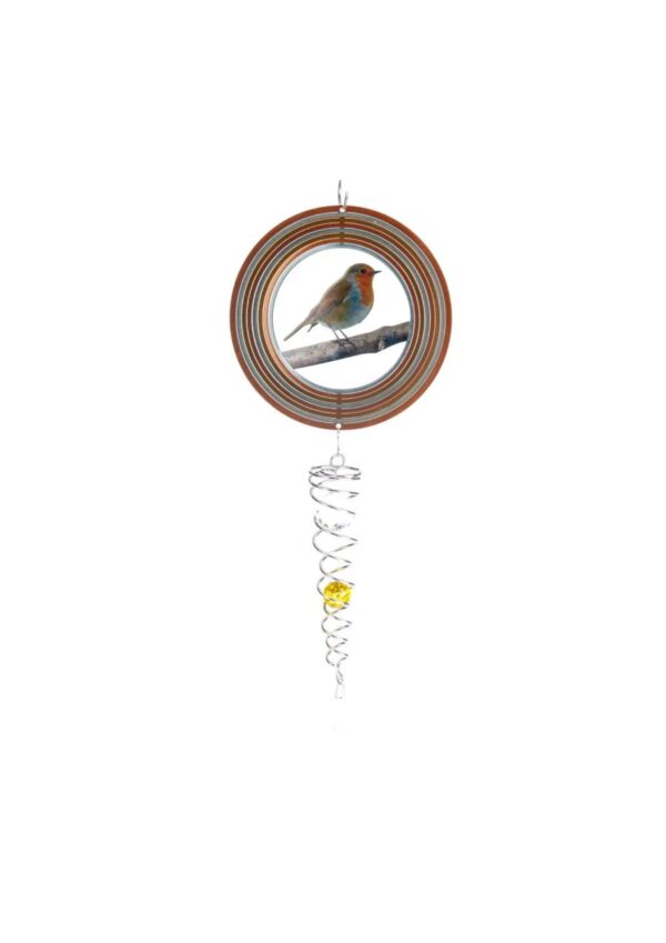Windspinner, Spin Art, Roodborstje/Robin Artist Crystal Tail, ACTROB0800, totale lengte 60cm