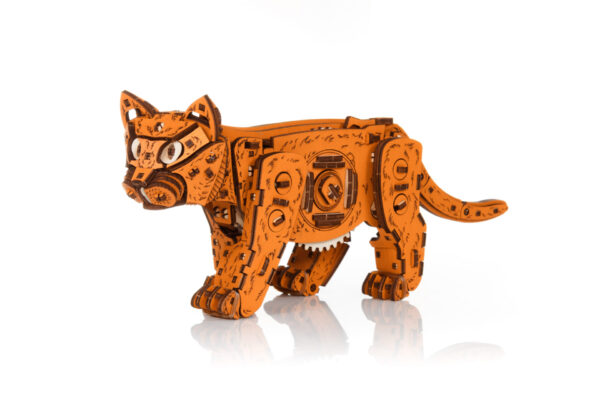 Eco Wood Art (EWA) DIY 3D Mechanische Houten Puzzel, Kitten Ginger, 3847, 35,1x8,4x14,5
