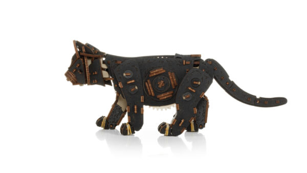 Eco Wood Art (EWA) DIY 3D Mechanische Houten Puzzel, Kitten Black, 3854, 35,1x8,4x14,5