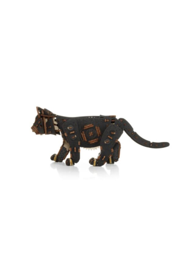 Eco Wood Art (EWA) DIY 3D Mechanische Houten Puzzel, Kitten Black, 3854, 35,1x8,4x14,5