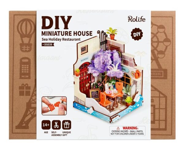 Robotime, DIY Huisje Sea Holiday Restaurant,  DS039, 10x9,x13cm - Afbeelding 4