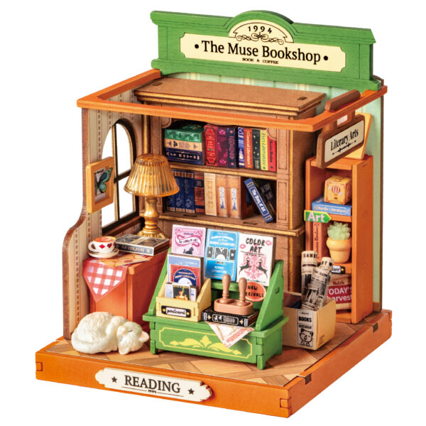 Robotime, DIY Huisje The Muse Bookshop,  DS040, 9,8x9,6x11,9cm