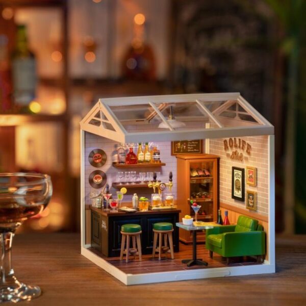 Robotime, DIY Huisje Super Creator Leisurely Cheers Bar,  DW012, 16,3x16,3x15,2cm - Afbeelding 2