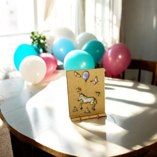 POP-UP ART- Laurie van Houts - Zebra Blue Balloon - KOMONI - LVH8 - Afbeelding 2