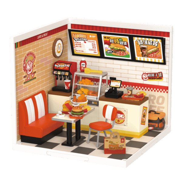 Robotime, DIY Huisje Super Creator Yum Yum Burgers, DW010, 16,3x16,3x15,2cm