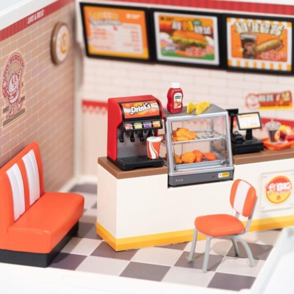 Robotime, DIY Huisje Super Creator Yum Yum Burgers, DW010, 16,3x16,3x15,2cm - Afbeelding 3