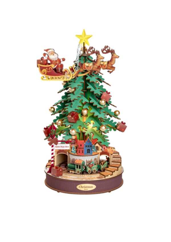 Robotime, Muziekdoos Hout DIY 3D Puzzel Christmas Melody Tree,  AMS01, 30x30x40cm