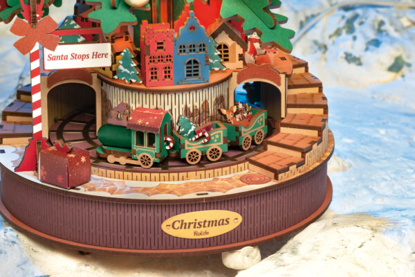 Robotime, Muziekdoos Hout DIY 3D Puzzel Christmas Melody Tree,  AMS01, 30x30x40cm - Afbeelding 2