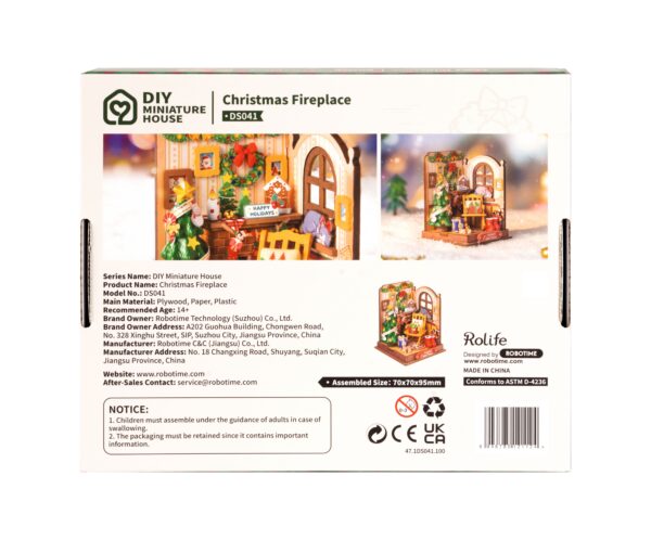Robotime, DIY Huisje Christmas Fireplace,  DS041, 7x7x9,5cm - Afbeelding 3