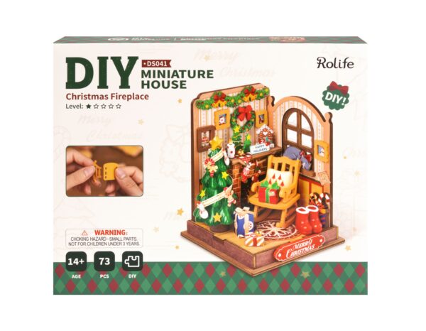 Robotime, DIY Huisje Christmas Fireplace,  DS041, 7x7x9,5cm - Afbeelding 4
