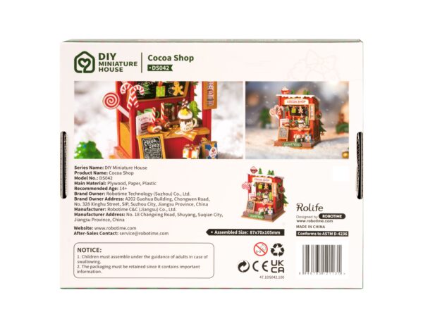 Robotime, DIY Huisje Christmas Cocoa Shop,  DS042, 8,7x7x10,5cm - Afbeelding 3