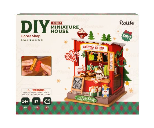 Robotime, DIY Huisje Christmas Cocoa Shop,  DS042, 8,7x7x10,5cm - Afbeelding 4