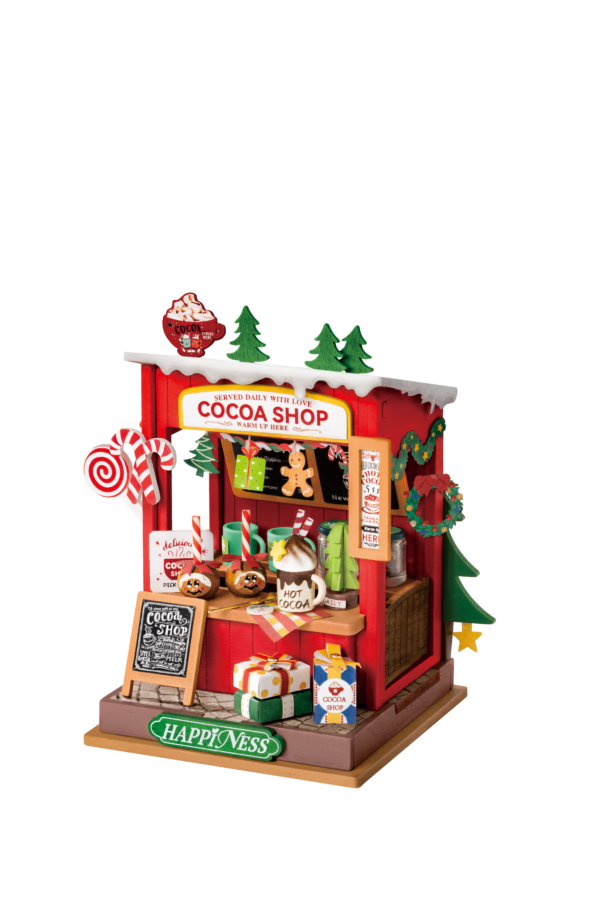 Robotime, DIY Huisje Christmas Cocoa Shop,  DS042, 8,7x7x10,5cm