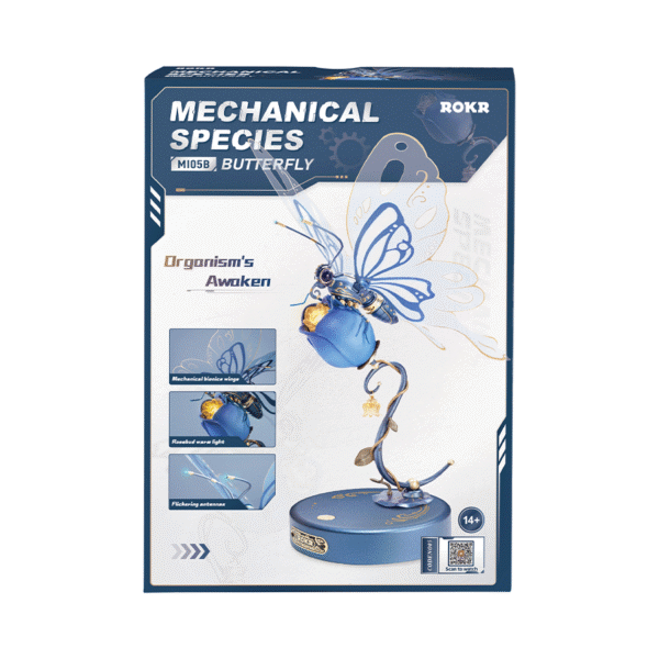 Robotime, 3D DIY Kunststof Bouwpakket Vlinder/ Butterfly Blue,  MI05B, 15,5x14,5x23cm - Afbeelding 11