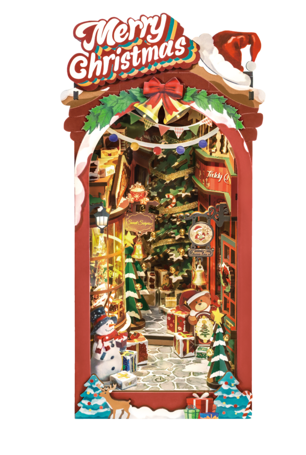 Robotime, DIY Book Nook Boekensteun Christmas Street,  TGC06, 19x12,6x25,5cm