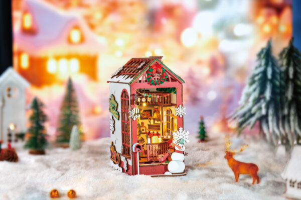 Robotime, DIY Book Nook Boekensteun Christmas Indoor Scene,  TGC07, 21,8x13,6x24,7 cm - Afbeelding 4