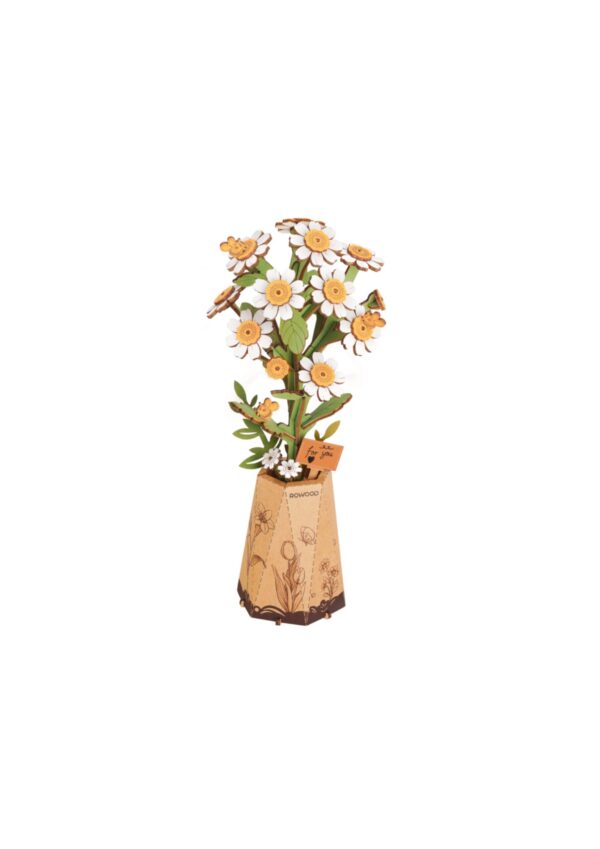 Robotime, DIY Houten Bloem, Chamomile/Kamille,  TW061, 9,5x9x22,5cm