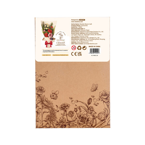 Robotime, DIY Houten Bloem, Chamomile/Kamille,  TW061, 9,5x9x22,5cm - Afbeelding 3