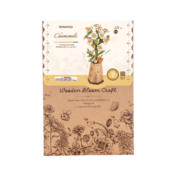 Robotime, DIY Houten Bloem, Chamomile/Kamille,  TW061, 9,5x9x22,5cm - Afbeelding 2