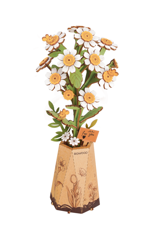 Robotime, DIY Houten Bloem, Chamomile/Kamille,  TW061, 9,5x9x22,5cm