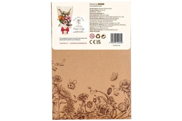 Robotime, DIY Houten Bloem Pink Lily, Roze Lelie,  TW071, - Afbeelding 5