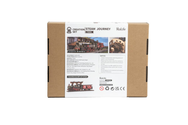 Robotime, DIY 3D Houten Modelbouwpakket, Steam Journey, TGS01, 37,6x11,3x14,5cm - Afbeelding 15