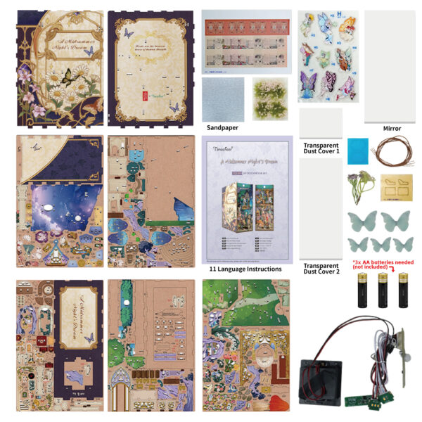 Tonecheer, DIY Book Nook, A Midsummer Night's Dream inclusief Dust-cover, TQ130, 24,5x18x10cm - Afbeelding 7