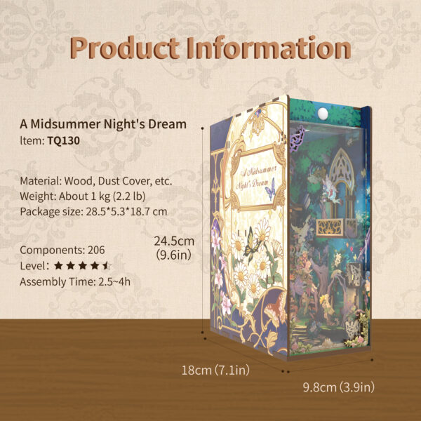 Tonecheer, DIY Book Nook, A Midsummer Night's Dream inclusief Dust-cover, TQ130, 24,5x18x10cm - Afbeelding 2