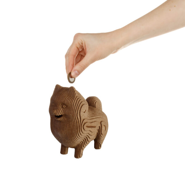 Eco Wood Art (EWA) 3D Houten Bouwset Spaarpot Hondje/Dog, 3786, 15x9,1x15,7cm
