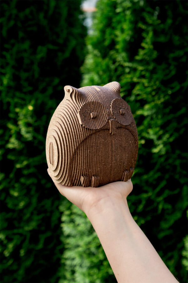 Eco Wood Art (EWA) 3D Houten Bouwset Spaarpot Uil/Owl, 3809, 15x9,1x15,7cm - Afbeelding 5