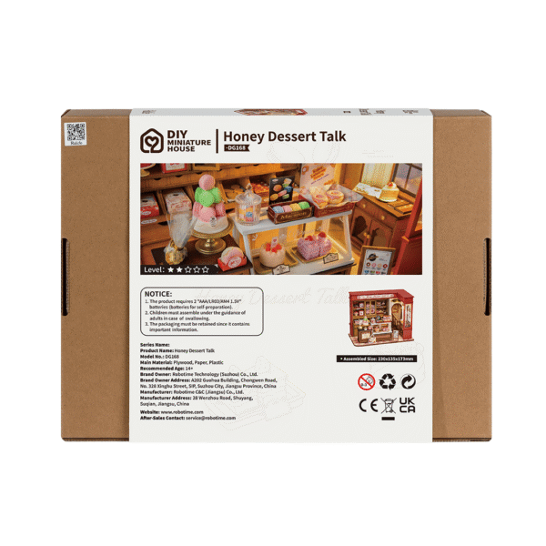 Robotime, DIY Huisje Honey Dessert Talk met LED verlichting,  DG168, 23x13,5x17,3cm - Afbeelding 5