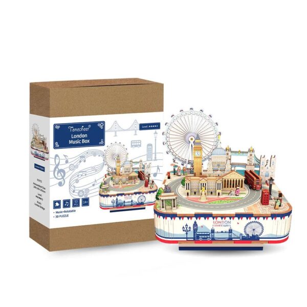 Tonecheer, Muziekdoosje, DIY 3D Houten Puzzel, London, TQ066, 14x14x14,5cm - Afbeelding 7
