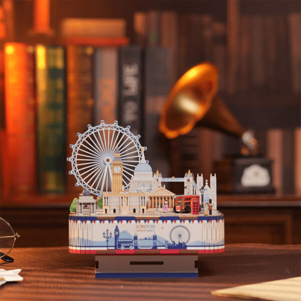 Tonecheer, Muziekdoosje, DIY 3D Houten Puzzel, London, TQ066, 14x14x14,5cm - Afbeelding 2