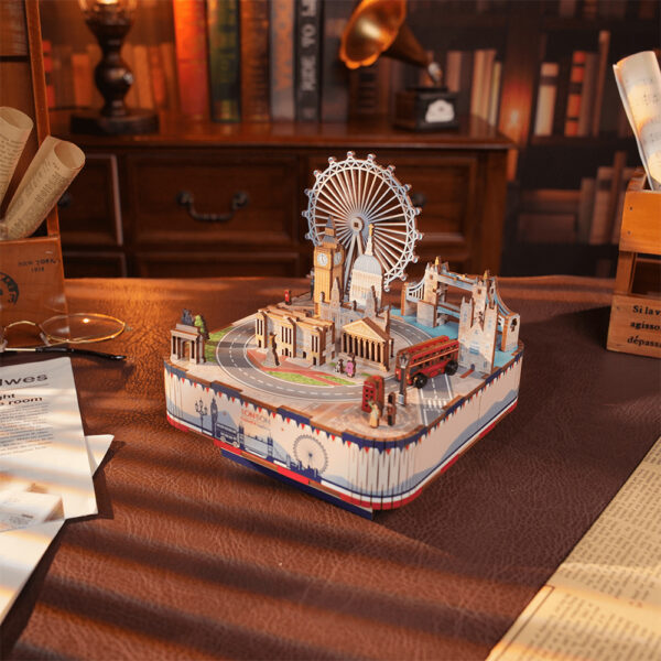 Tonecheer, Muziekdoosje, DIY 3D Houten Puzzel, London, TQ066, 14x14x14,5cm - Afbeelding 6