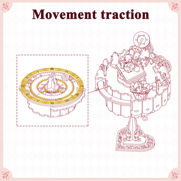 Tonecheer, Muziekdoosje, DIY 3D Houten Puzzel, Alice's Tea Party, TQ073, 13,7x13,2x20,9cm - Afbeelding 5