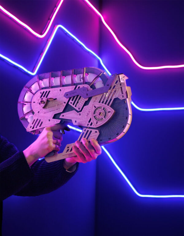 Eco Wood Art (EWA) 3D Mechanische Puzzel, Ping Pong Gun, 4189, 38,7x9,6x29,8cm - Afbeelding 3