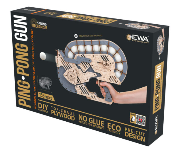 Eco Wood Art (EWA) 3D Mechanische Puzzel, Ping Pong Gun, 4189, 38,7x9,6x29,8cm - Afbeelding 9