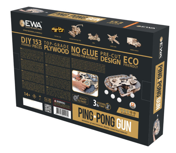 Eco Wood Art (EWA) 3D Mechanische Puzzel, Ping Pong Gun, 4189, 38,7x9,6x29,8cm - Afbeelding 10