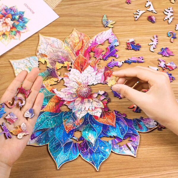Robotime, Houten Legpuzzel Mystic Mandala Flower, TA001, 28,3x28,7cm - Afbeelding 4