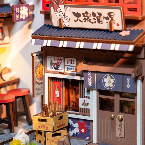 Robotime, DIY Book Nook Boekensteun Sakura Wine Alley, TGB11, 11,1x19,5x22,1cm - Afbeelding 7
