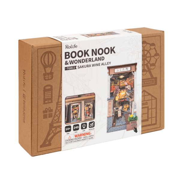 Robotime, DIY Book Nook Boekensteun Sakura Wine Alley, TGB11, 11,1x19,5x22,1cm - Afbeelding 6