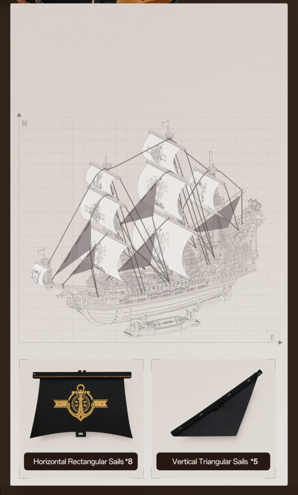 Robotime, 3D Houten Puzzel, The Seahorse Barque, MCB02, 39x18x47cm - Afbeelding 3