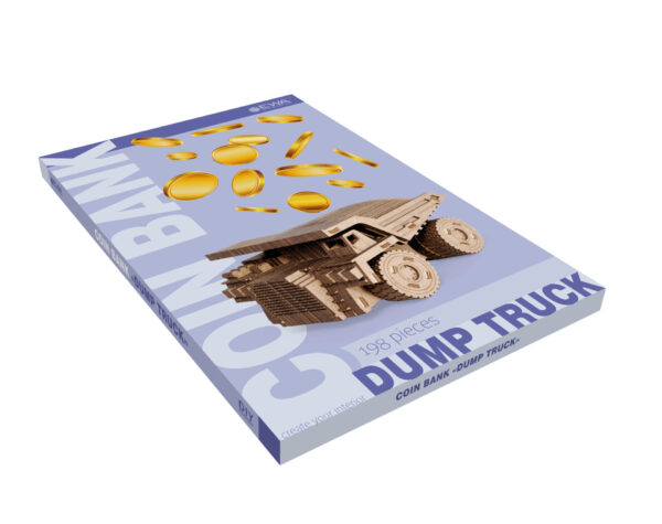 Eco Wood Art (EWA) 3D Houten Bouwset Spaarpot, Dump Truck, 4158, 16,5x10,4x8,5cm - Afbeelding 3