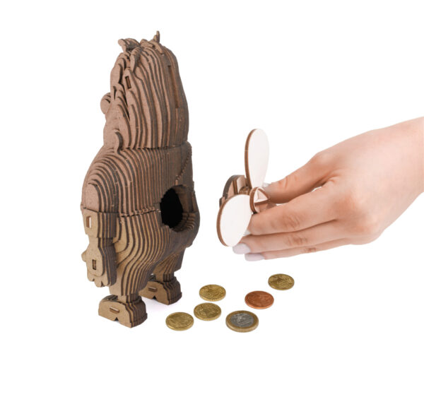 Eco Wood Art (EWA) 3D Houten Bouwset Spaarpot, Karlsson, 4165, 10,3x11x21,5cm - Afbeelding 2