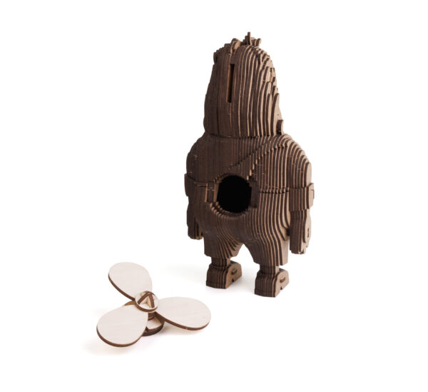 Eco Wood Art (EWA) 3D Houten Bouwset Spaarpot, Karlsson, 4165, 10,3x11x21,5cm - Afbeelding 3