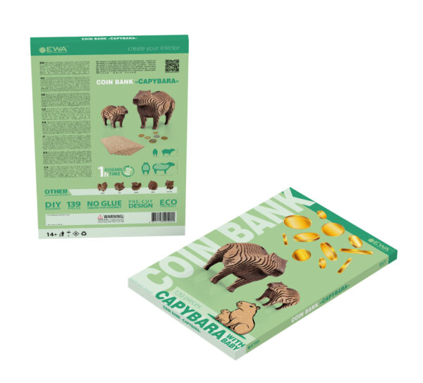 Eco Wood Art (EWA) 3D Houten Bouwset Spaarpot Capybara, 4202, 19,3x7,2x12cm - Afbeelding 2