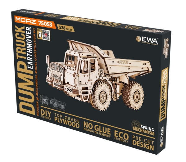 Eco Wood Art (EWA) 3D Houten Bouwset, Dumptruck-earthmover, 4226, 10,3x11x21,5cm - Afbeelding 2