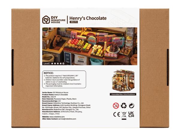 Robotime, Henry's Chocolate, DIY Miniatuurhuis, DG174, 23,5x17,5x22,0 cm - Afbeelding 7