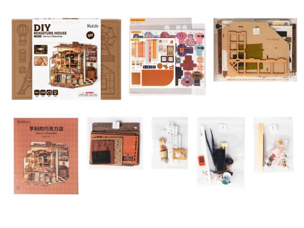 Robotime, Henry's Chocolate, DIY Miniatuurhuis, DG174, 23,5x17,5x22,0 cm - Afbeelding 8